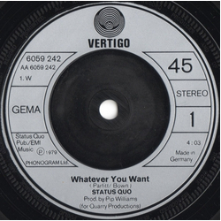Status Quo Whatever You Want Vinyl 7" USED