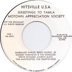 Various Greetings To Tamla Motown Appreciation Society Vinyl 7" USED