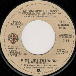 Christopher Cross Ride Like The Wind / Sailing Vinyl 7" USED