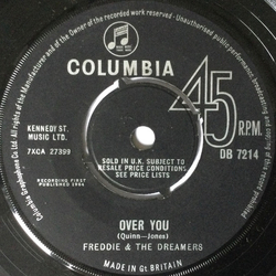 Freddie & The Dreamers Over You Vinyl 7" USED