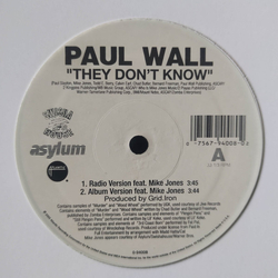 Paul Wall They Don't Know Vinyl 12" USED