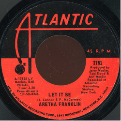 Aretha Franklin Let It Be Vinyl 7" USED