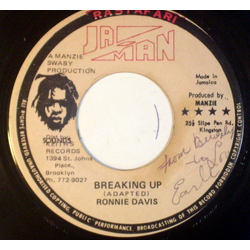 Ronnie Davis Breaking Up Vinyl 7" USED