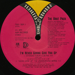 The Brat Pack I'm Never Gonna Give You Up Vinyl 12" USED