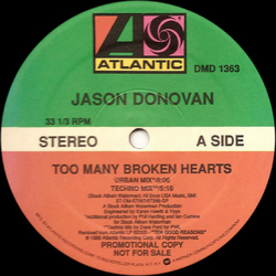 Jason Donovan Too Many Broken Hearts Vinyl 12" USED