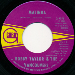 Bobby Taylor & The Vancouvers Malinda Vinyl 7" USED