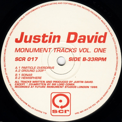 Justin David Monument Tracks Vol. One Vinyl 12" USED