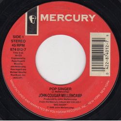 John Cougar Mellencamp Pop Singer Vinyl 7" USED