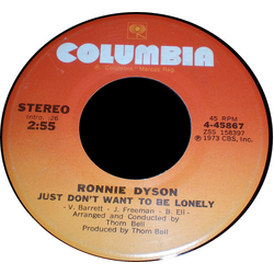 Ronnie Dyson Just Don't Want To Be Lonely / Point Of No Return Vinyl 7" USED