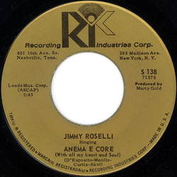 Jimmy Roselli Anema E Core (With All My Heart And Soul) Vinyl 7" USED