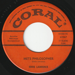 Eddie Lawrence Mets Philosopher Vinyl 7" USED