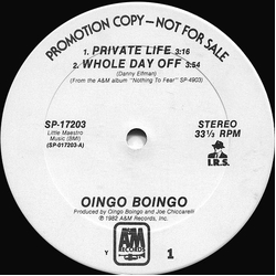 Oingo Boingo Private Life / Whole Day Off / Nothing To Fear / Grey Matter Vinyl 12" USED