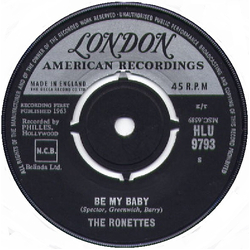 The Ronettes Be My Baby Vinyl 7" USED