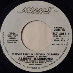 Albert Hammond It Never Rains In Southern California Vinyl 7" USED