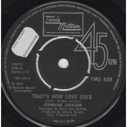 Jermaine Jackson That's How Love Goes Vinyl 7" USED