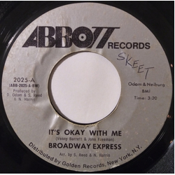 Broadway Express It's Okay With Me Vinyl 7" USED