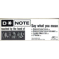 D*Note Say What You Mean Vinyl 12" USED