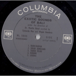 Gamelan Gong Sekar Anjar / Gendèr Wayang / Ki Mantle Hood The Exotic Sounds Of Bali Vinyl LP USED
