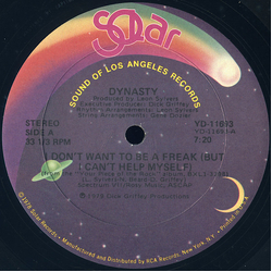 Dynasty I Don't Want To Be A Freak (But I Can't Help Myself) Vinyl 12" USED