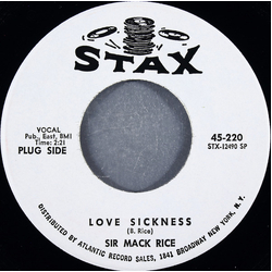 Sir Mack Rice Love Sickness Vinyl 7" USED