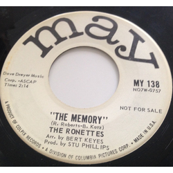 The Ronettes The Memory Vinyl 7" USED