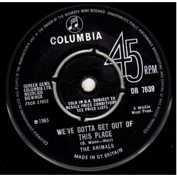 The Animals We've Gotta Get Out Of This Place Vinyl 7" USED