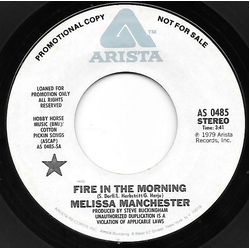Melissa Manchester Fire In The Morning Vinyl 7" USED