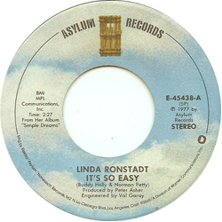 Linda Ronstadt It's So Easy Vinyl 7" USED