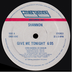 Shannon Give Me Tonight Vinyl 12" USED