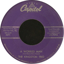 Kingston Trio A Worried Man Vinyl 7" USED