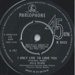 Cilla Black I Only Live To Love You Vinyl 7" USED