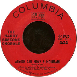 The Harry Simeone Chorale Anyone Can Move A Mountain USED VINYL 7INCH 45 RPM STYRENE