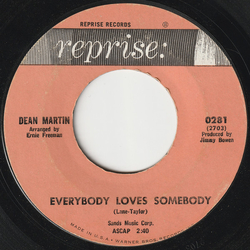 Dean Martin Everybody Loves Somebody Vinyl 7" USED