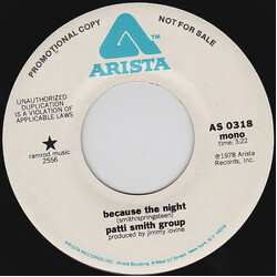 Patti Smith Group Because The Night USED VINYL 7INCH 45 RPM SINGLE PROMO STEREO MONO