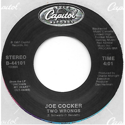 Joe Cocker Two Wrongs Vinyl 7" USED