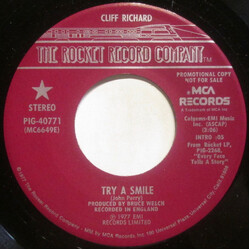 Cliff Richard Try A Smile USED VINYL 7INCH SINGLE PROMO STEREO