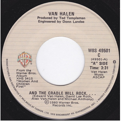 Van Halen And The Cradle Will Rock.... Vinyl 7" USED