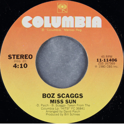 Boz Scaggs Miss Sun / Dinah Flo Vinyl 7" USED