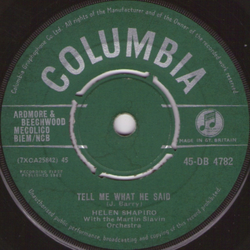Helen Shapiro / Martin Slavin And His Orchestra Tell Me What He Said Vinyl 7" USED