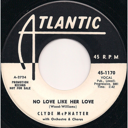Clyde McPhatter No Love Like Her Love Vinyl 7" USED