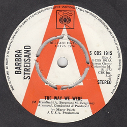 Barbra Streisand The Way We Were Vinyl 7" USED
