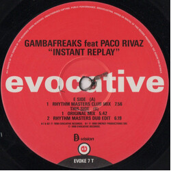 Gambafreaks / Paco Rivaz Instant Replay USED VINYL 12INCH 33 S RPM SINGLE