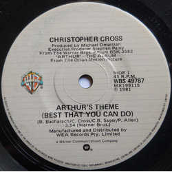 Christopher Cross Arthur's Theme (Best That You Can Do) Vinyl 7" USED