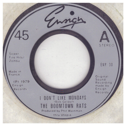 The Boomtown Rats I Don't Like Mondays Vinyl 7" USED