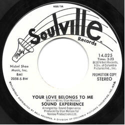 Sound Experience (2) Your Love Belongs To Me USED VINYL 7INCH 45 RPM PROMO STYRENE STEREO MONO