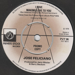 José Feliciano I Love Making Love To You Vinyl 7" USED
