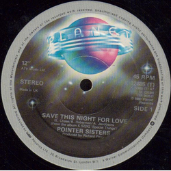 Pointer Sisters Save This Night For Love Vinyl 12" USED