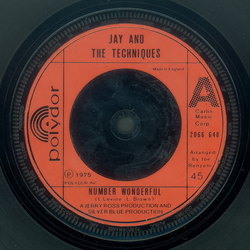 Jay & The Techniques Number Wonderful Vinyl 7" USED