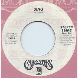 Carpenters Sing / Yesterday Once More Vinyl 7" USED