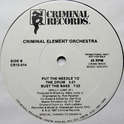 Criminal Element Orchestra Put The Needle To The Record Vinyl 12" USED